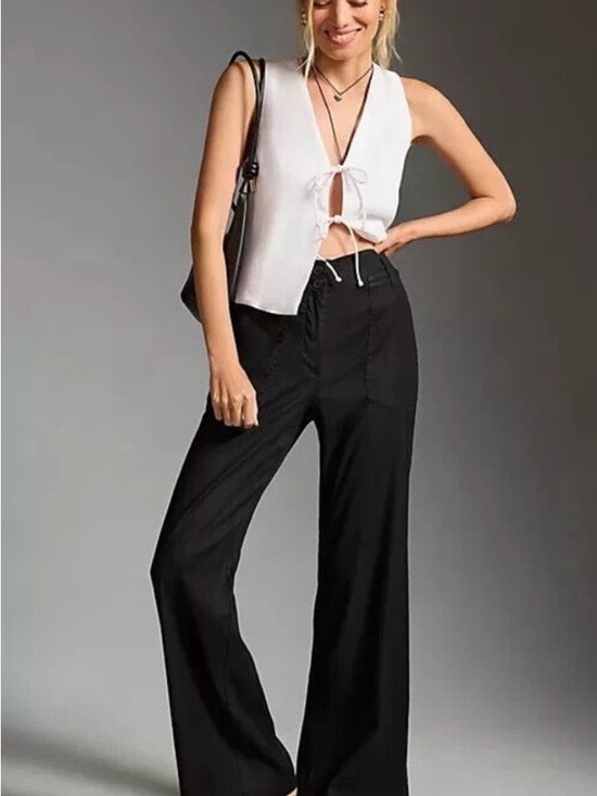 Maeve Pants - Maeve Black Gingham-Lined High-Waist Pants